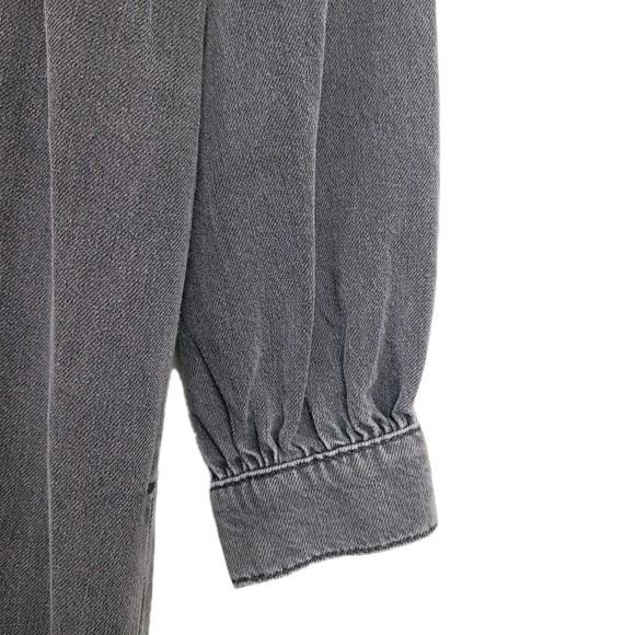 NEW SWK Seen Worn Kept Black Denim Collared Midi Dress Button Front Minimalist L - Picture 6 of 15